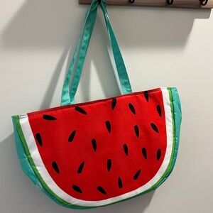 Watermelon Tote Bag with Teal Straps